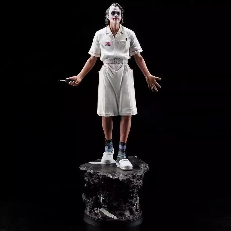 

New 54cm Series Dc Heath Ledger Nurse Uniform Joker Figure Joker Standing Scene Model Handmade Ornament Gk Resin Statue Toy