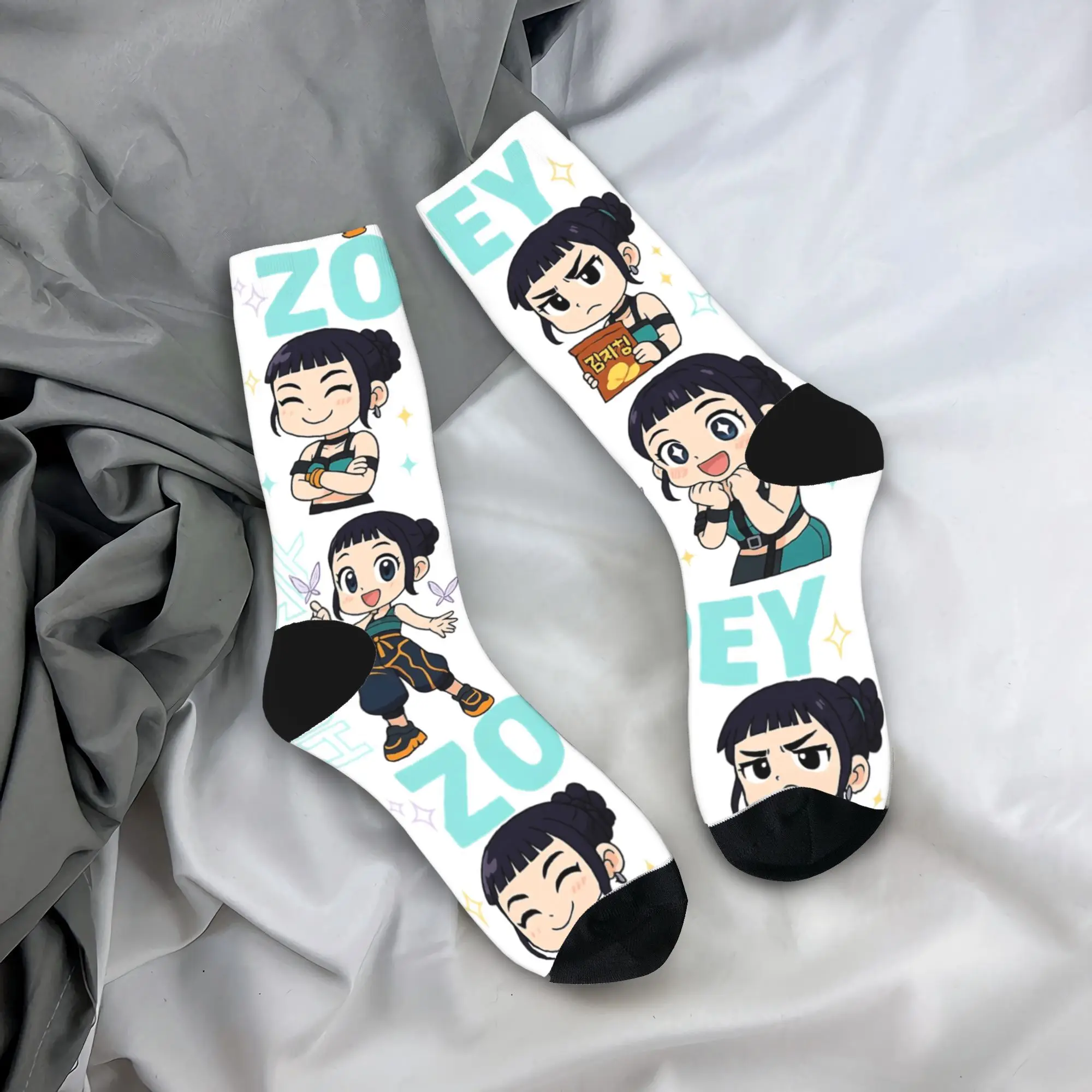 

Kpop Demon Hunters Zoey Huntrix Girls Socks Graphic Stockings Non Slip Couple Socks Soft Breathable Spring Gothic Running Socks