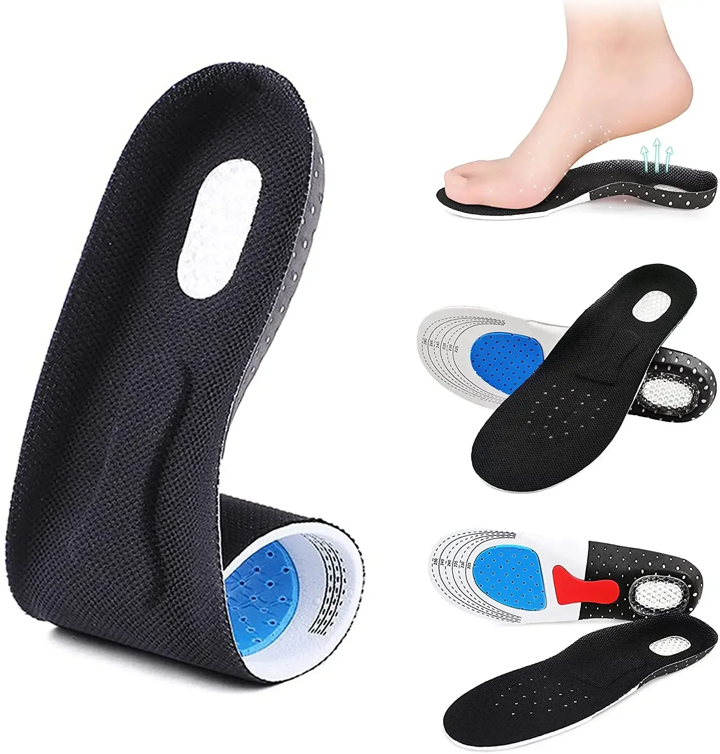 Unisex Silicone Sport Insoles Orthotic Arch Support Sport Shoe Pad Running Gel Insoles Insert Cushion for Walking,Running Hiking