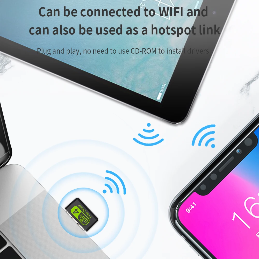 TISHRIC Driver-Free Wireless USB Wifi Adapter Network Card 150Mbps USB2.0 Receiver 2.4GHz Ethernet Wifi Receiver