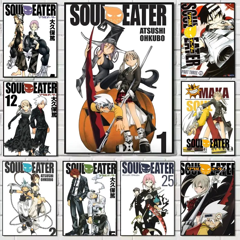 Anime S-Soul E-Eater Poster Self-adhesive Art Waterproof Paper Sticker Coffee House Bar Dorm Room Wall Decor