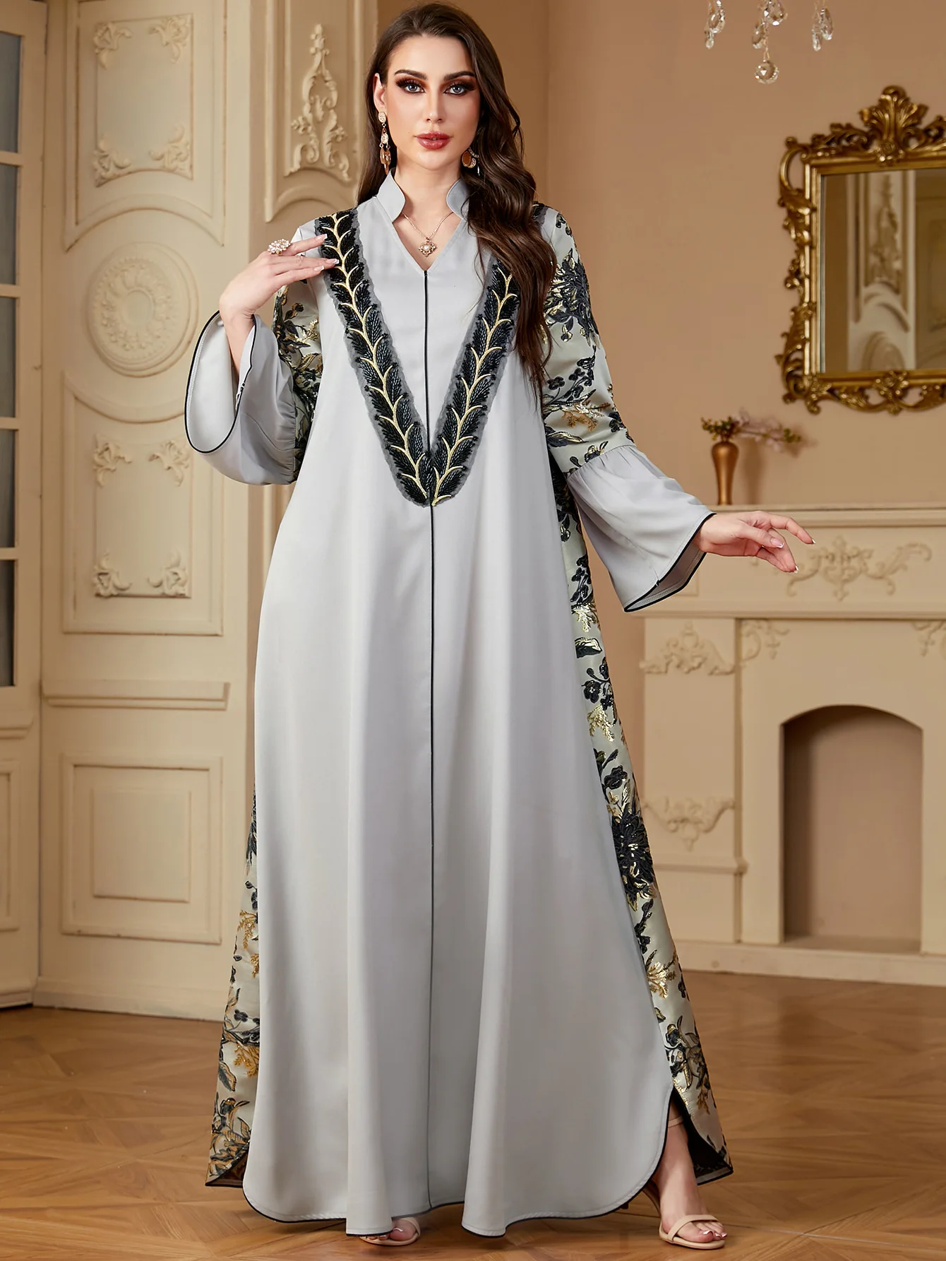 New Eid Ramadan Muslim Beads Embroidery Abaya for Women Maxi Dress Dubai Kaftan Turkey Islam Clothing Musulman Djellaba Vestidos