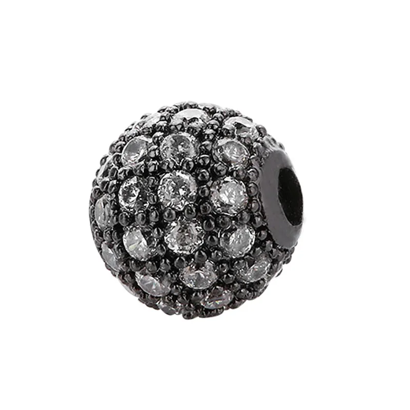 3Pcs/lot CZ Spacer Round Bead 8mm Brass Micro Pave Cubic Zirconia Beads For Jewelry Making Charms Bracelets Diy Accessories