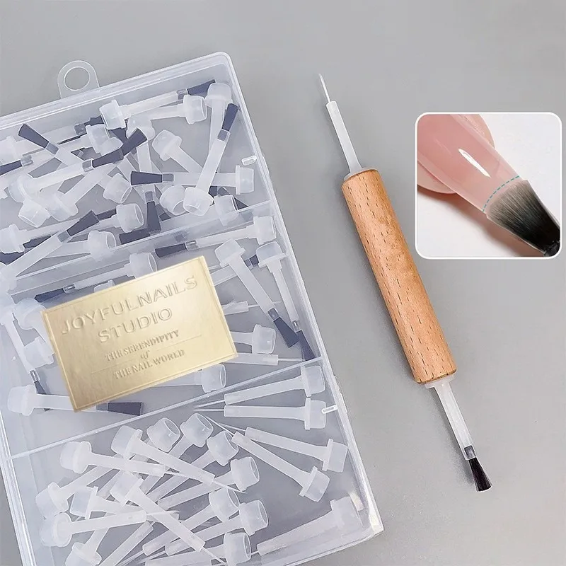 

Сменная щетка для дизайна ногтей, вторичная полировка, двусторонняя щетка из цельного дерева, ручка для светотерапии, щетка для размазывания линий