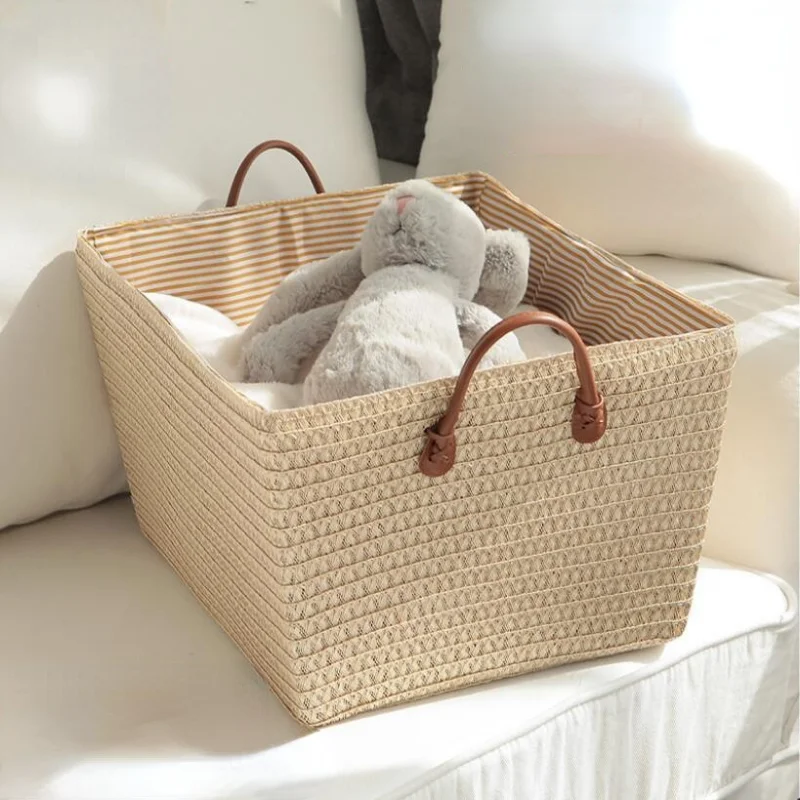 Simple Japanese large clothes woven basket dirty clothes basket toys washable snacks storage box storage finishing bedroom.