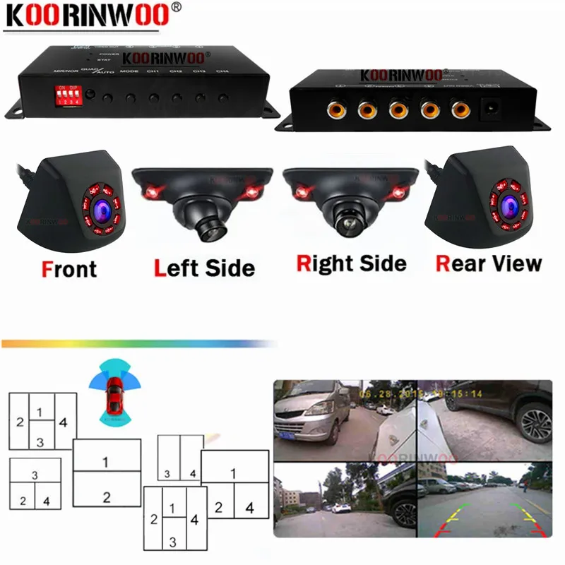 Cars Split Box Parking Video System AV Input Switch Combiner Box For Android Navigation Side Front Rear View Camera Night Vision