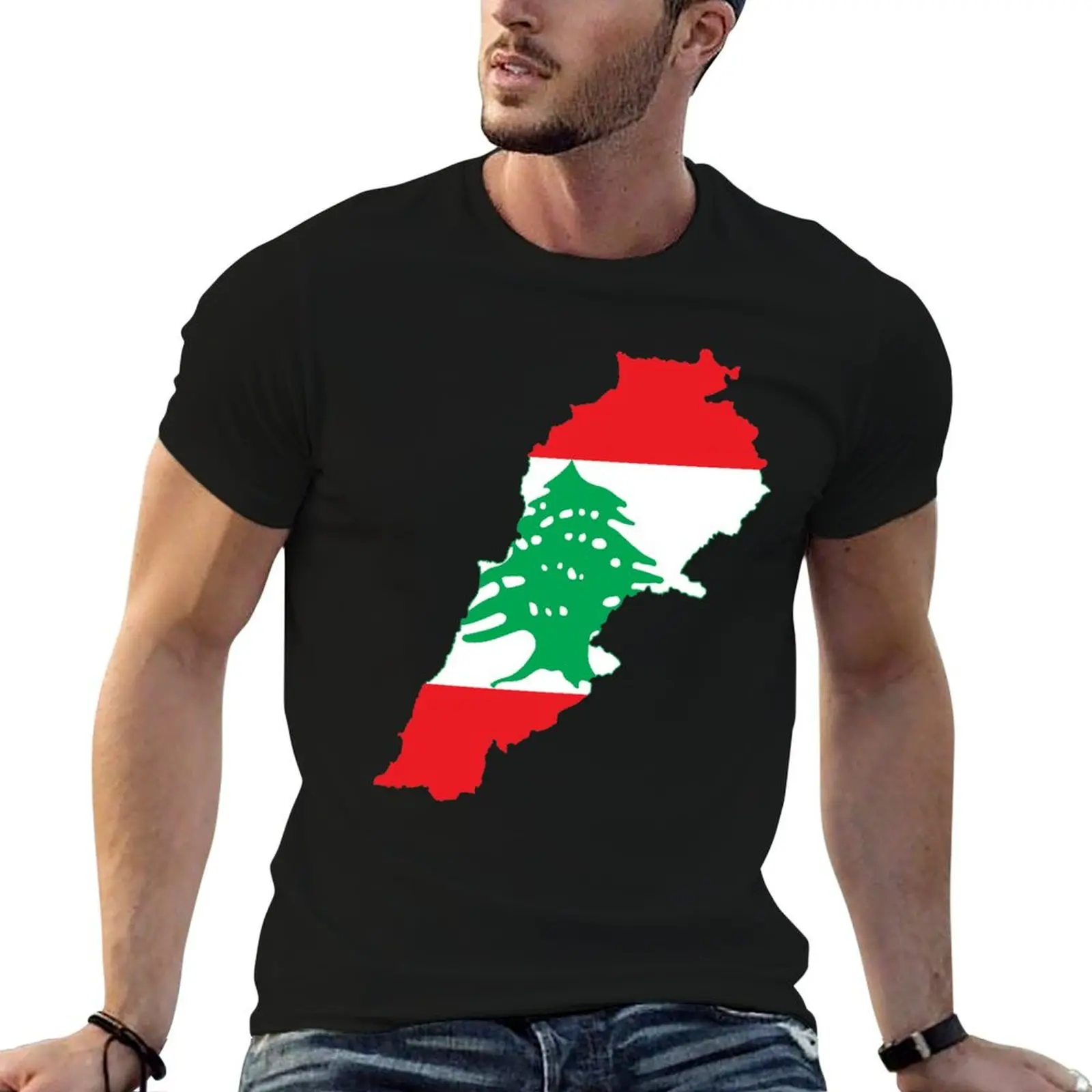 Футболка с флагом Ливана и картой, мужская футболка с принтом, мужская футболка