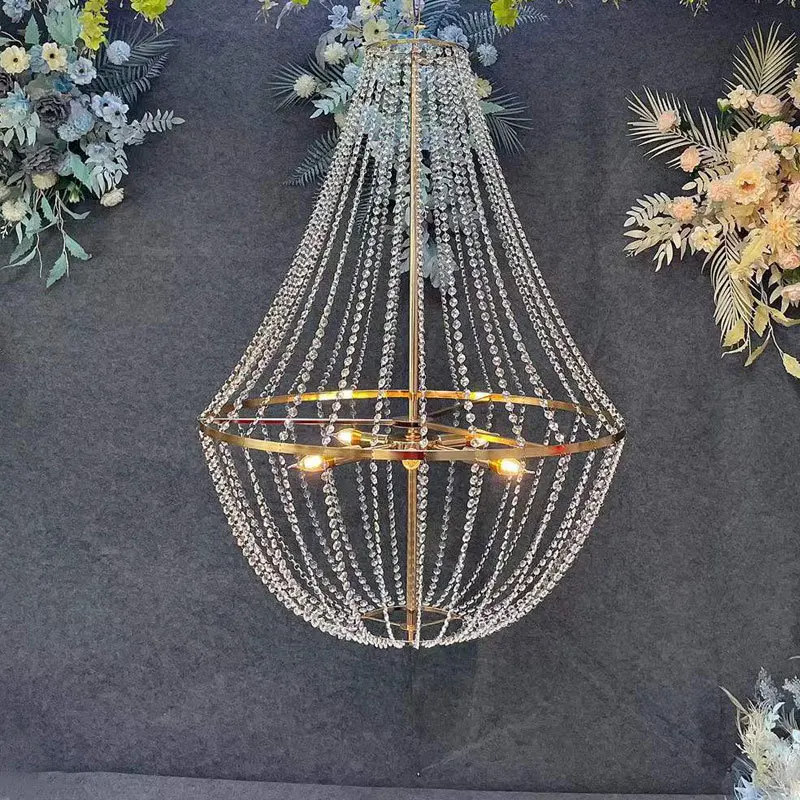 

Wedding props ceiling European crystal bead curtain chandelier gold wrought iron wedding street light photography dress up