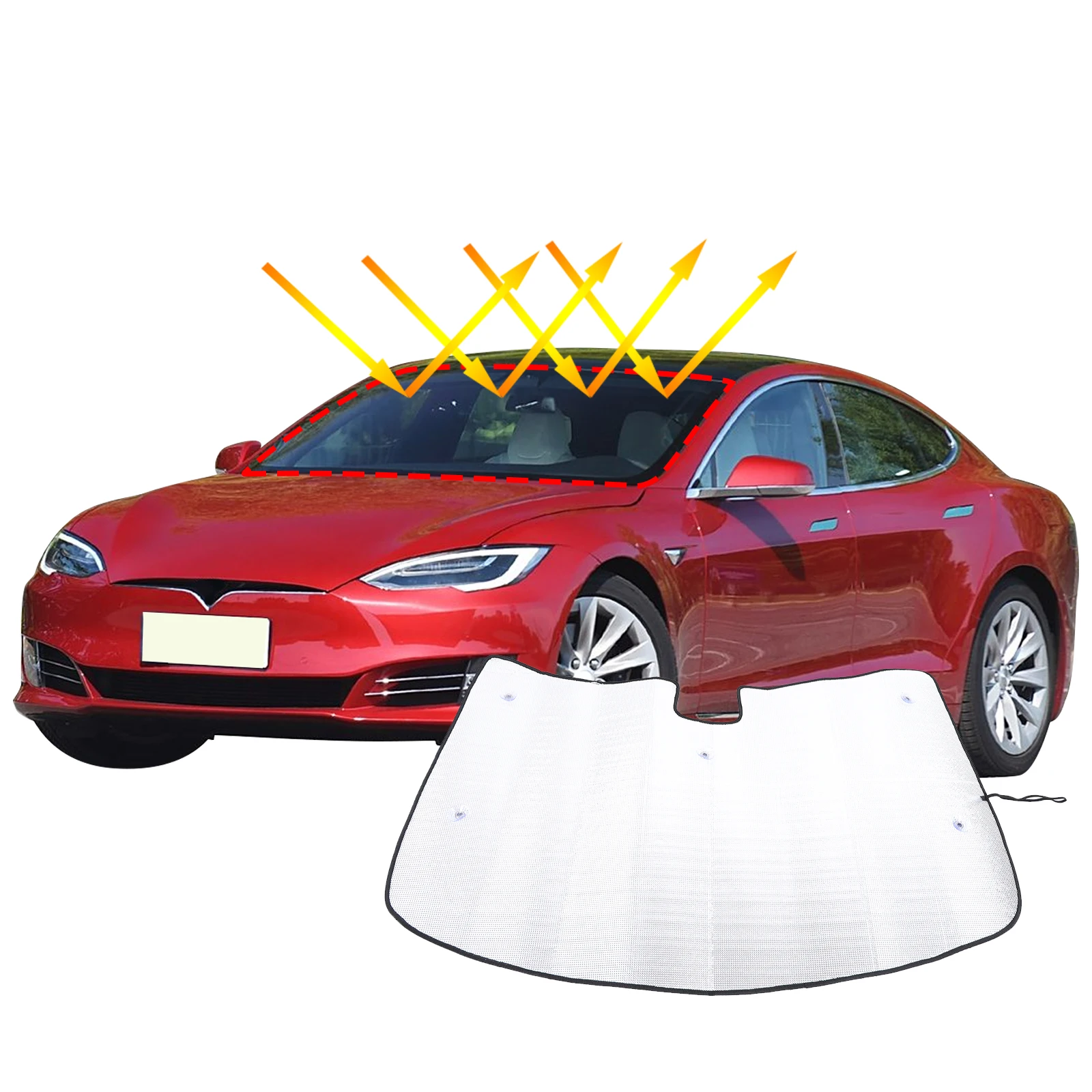 Car Front Glass Sunshade Summer UV Reflective Sunshade Windshield Sun Visor Cover For Tesla Model S 2017-2026 Car Accessories