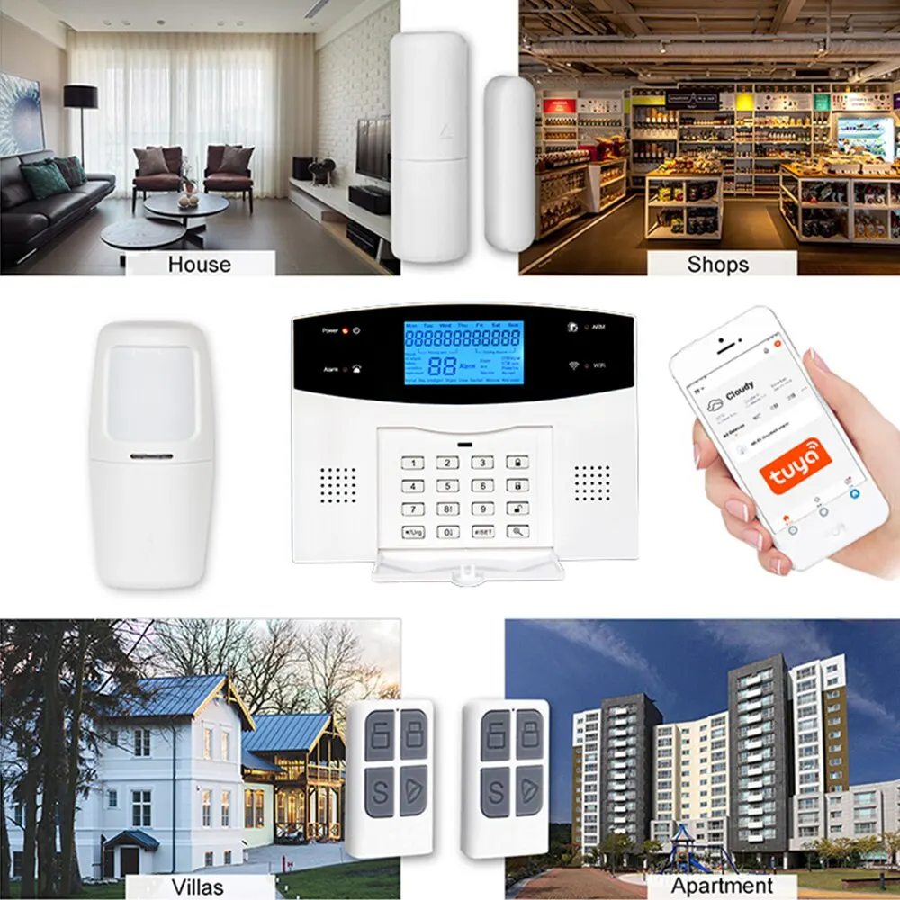 ONENUO Smart WiFi GSM Home Security Protection Smart Alarm System LCD Screen Burglar Kit Tuya APP Remote Control Arm And Disarm