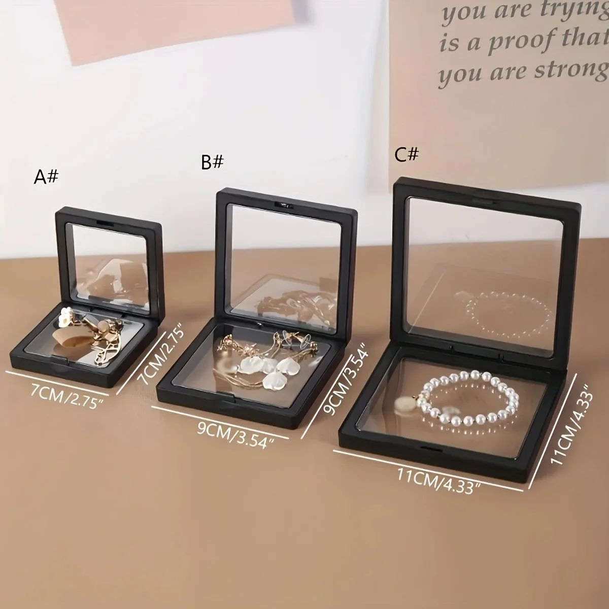 Transparent floating display box, plastic film jewelry packaging box, jewelry, necklace, ring, and collectible storage box gallery 1