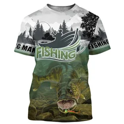 Camiseta estampada para hombre y mujer, ropa de manga corta para pesca al aire libre, ocio, moda 3D, novedad