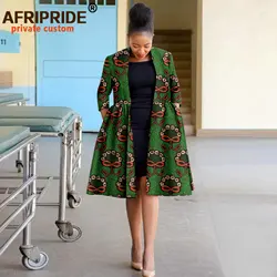 African Ankara Print Long Jacket for Women, Casual Work Lining, Padded Shoulder Extension, Tweed Jacket, A2324001