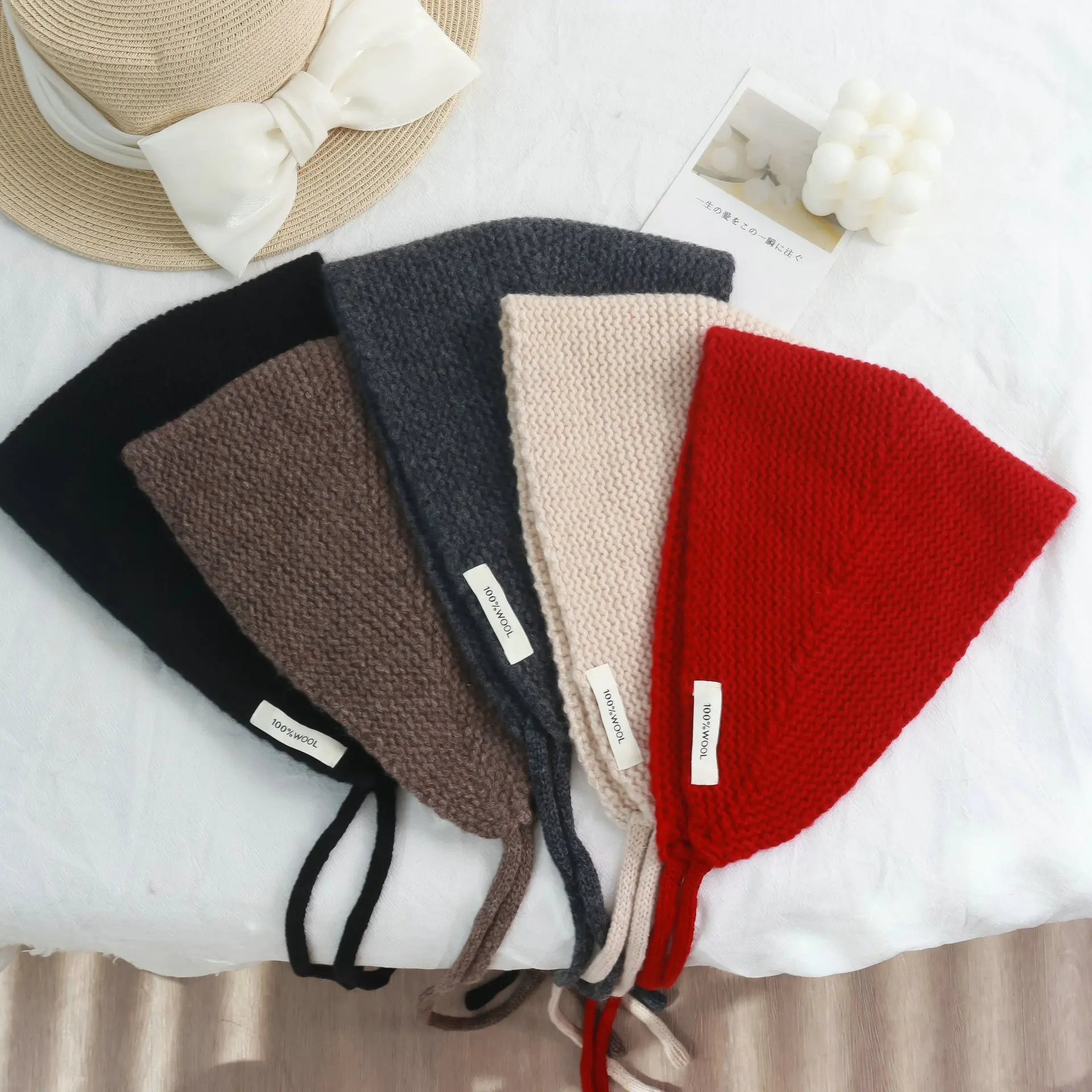 

Полностью шерстяные наушники, 100% шерсть, однотонный шарф, наушники, женские теплые универсальные наушники для похудения лица, шапка, шарф, жилет