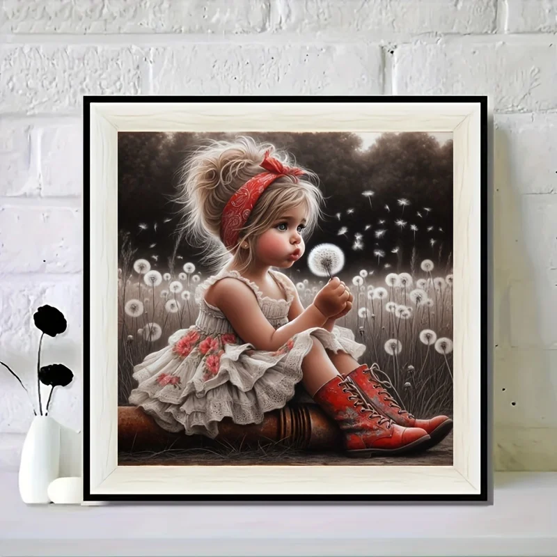 2025 新着 5D ダイヤモンド塗装タンポポ女の子 DIY モザイク全円ダイヤモンド刺繍家の装飾のギフト