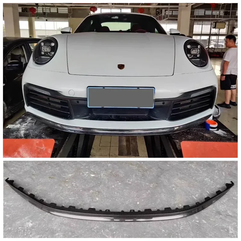 

For Porsche 911 992 2019 2020 2021 2022 2023 High Quality Carbon Fiber Bumper Front Lip Diffuser Spoiler Cover