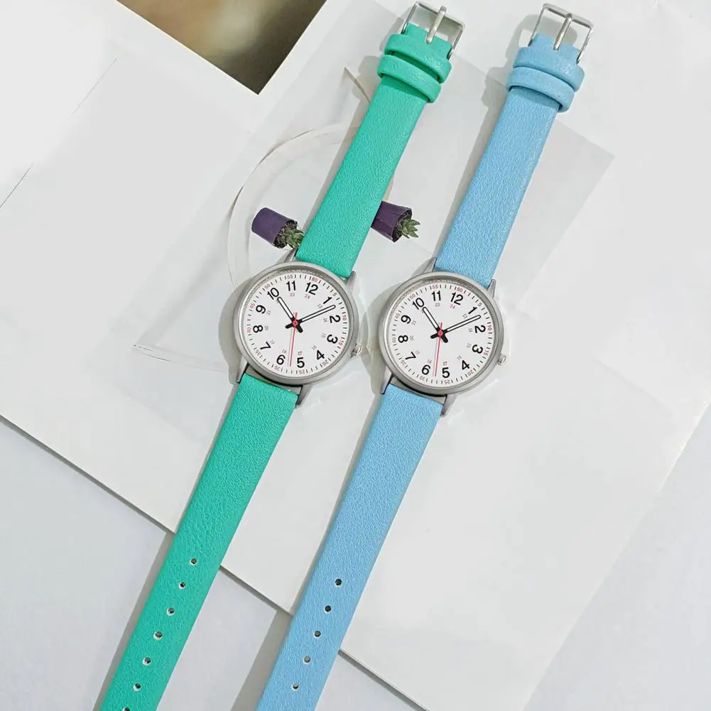 

Breathable Pu Strap Women Watch Women's Luminous Digital Watch with Soft Faux Leather Strap 24 Hours Time Round for Students