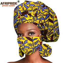African Headwrap Earrings Hair Accessories Scarf Bonnet Ankara Wax Fabric Head Turban African Headscarf Mask Match Print A20H004