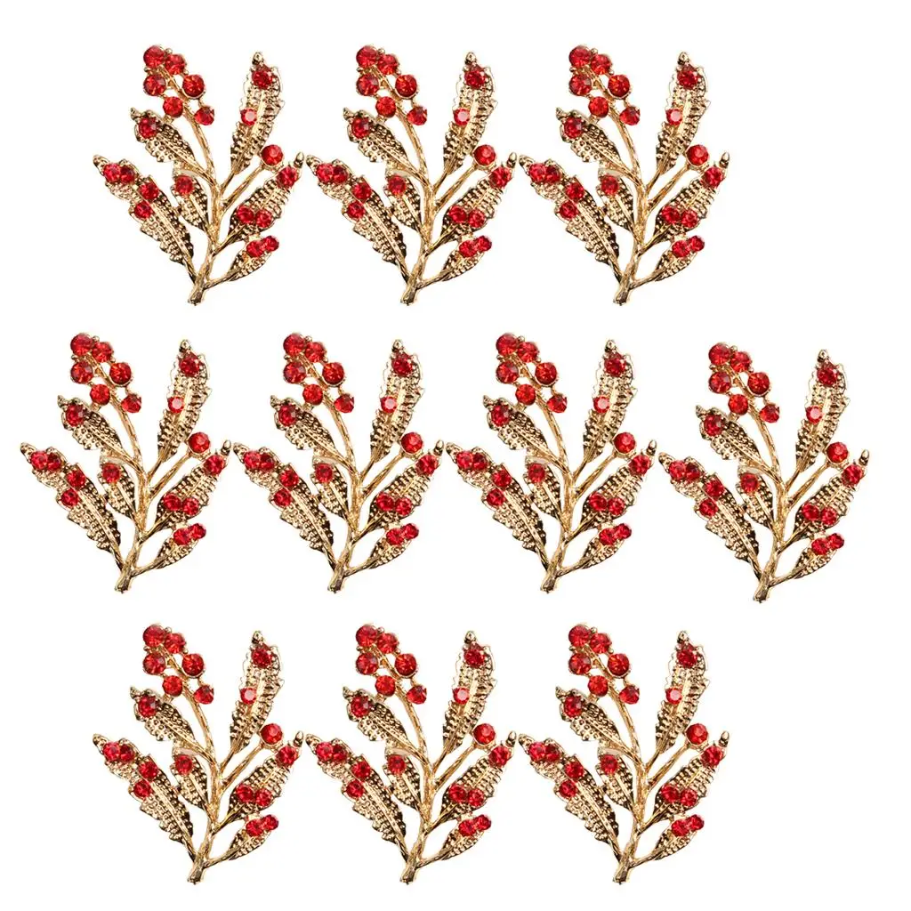 10 Pieces Diamante Red Rhinestone Leaf Flatback Embellishment Scrapbook DIY Craft