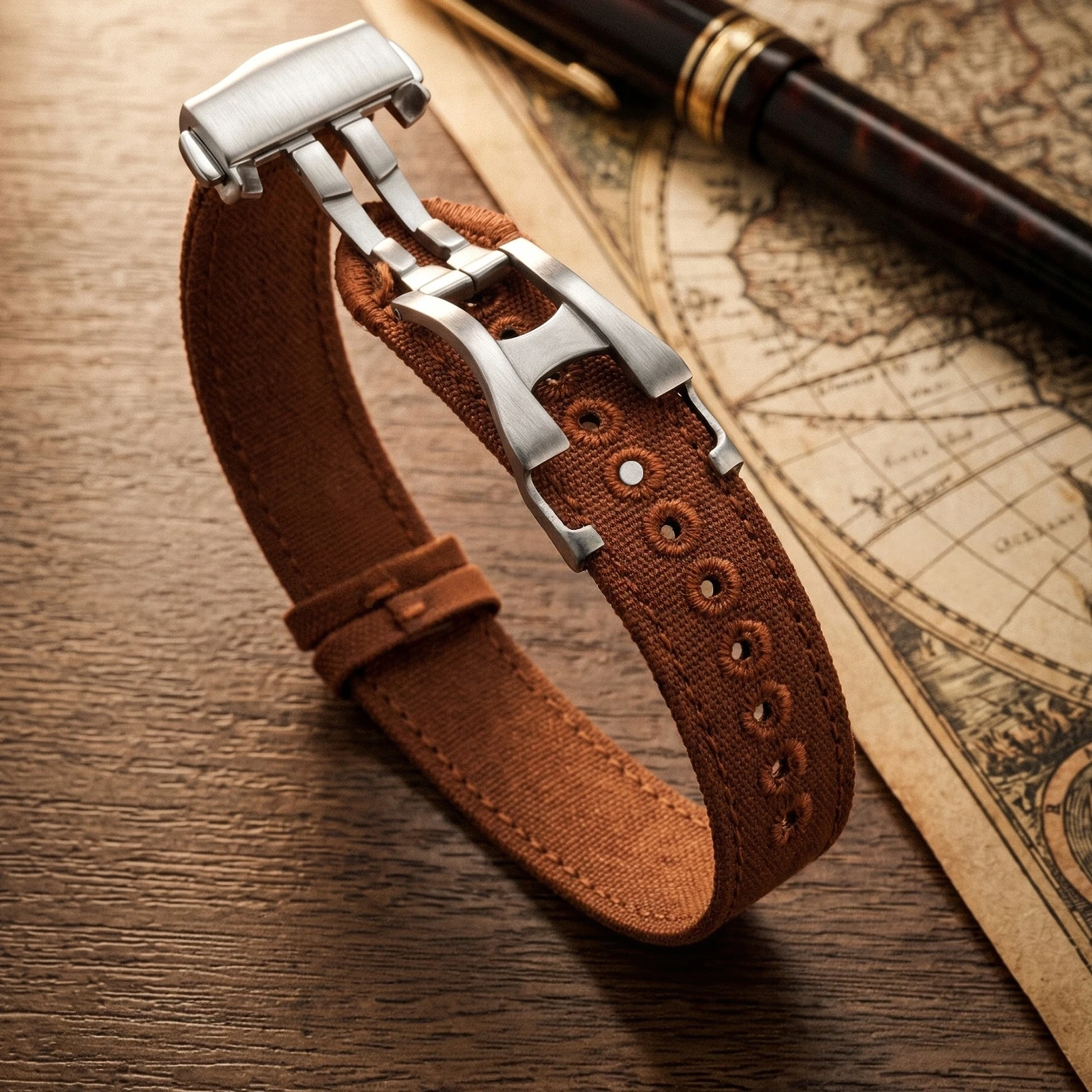 18mm 20mm 22mm Universal One-Piece Double-sided Canvas Strap Waterproof Sweat-proof Sport Watch Band