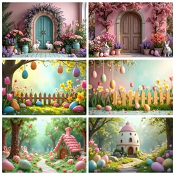 MOON.QG 2026 Easter Day Background Bunny Rabbit Egg Tulip Photography Backdrop Product Photo Wall Birthday Props Photoshoot