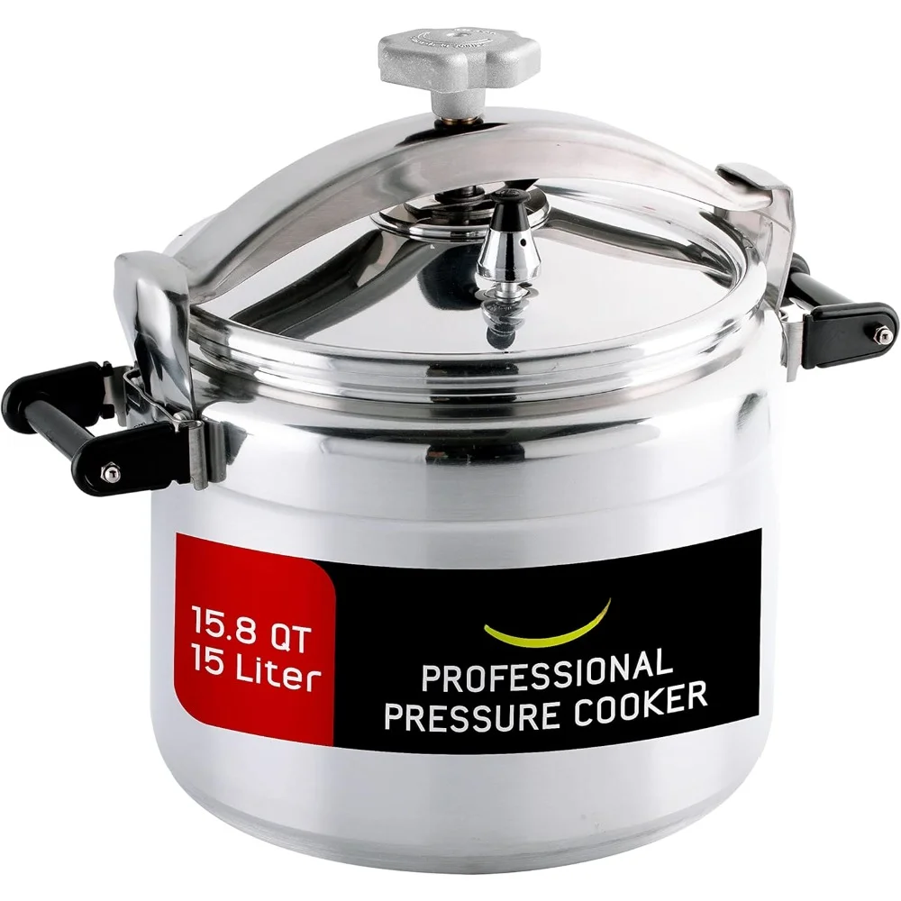 

XMSJ Large 15.8 Quart / 15 Liter Professional Pressure Cooker, Heavy-Duty Aluminum Construction with Multiple Safety Systems,