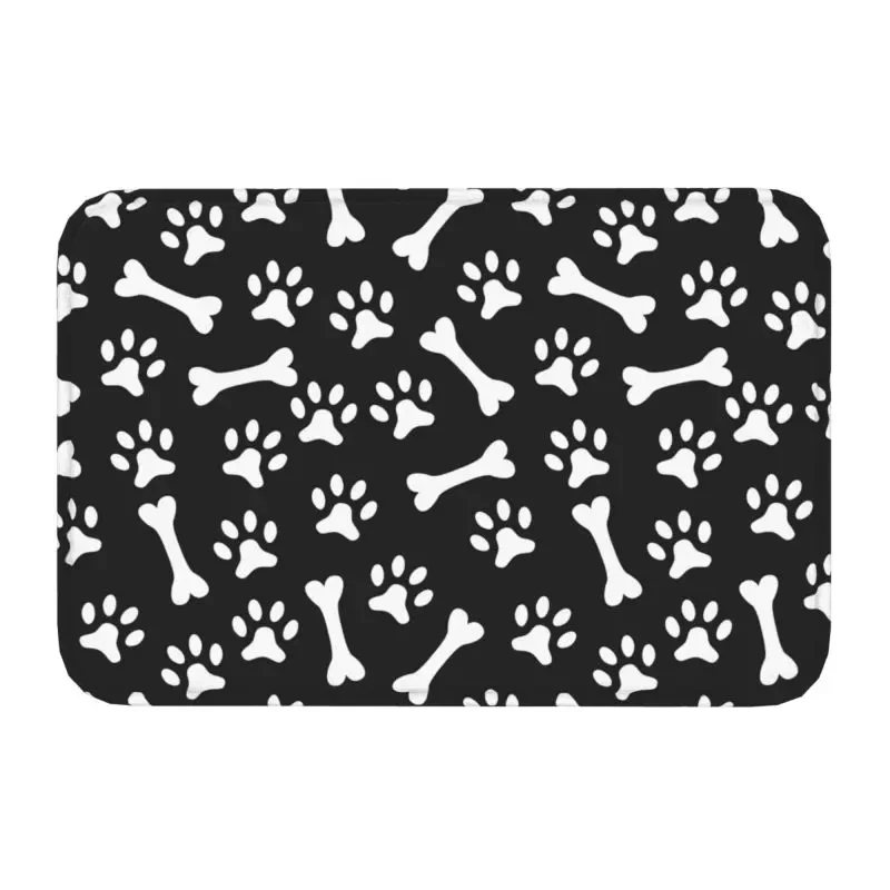 Dog Footprints and Bones Entrance Door Mat Animal Puppy Paw Print Carpet Cartoon Rug Home Bedroom Living Room Kitchen Floor Mat