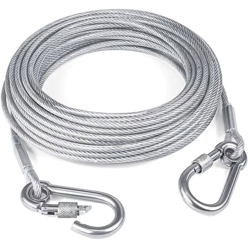1PC Double-Headed Dog Tie Out Cable Leash, Raction Rope With Metal Buckle Steel Wire Anti-Rust Training Collar, Outdoor Dogs Str