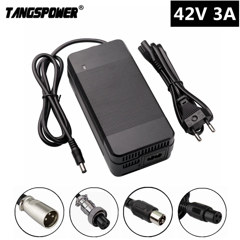 42V 3A lLithium Battery Charger For 10S 36V Li-ion Battery Pack Charger Optional Connector DC/XLR/RCA/GX16/IEC/XT60/XT90 Plug