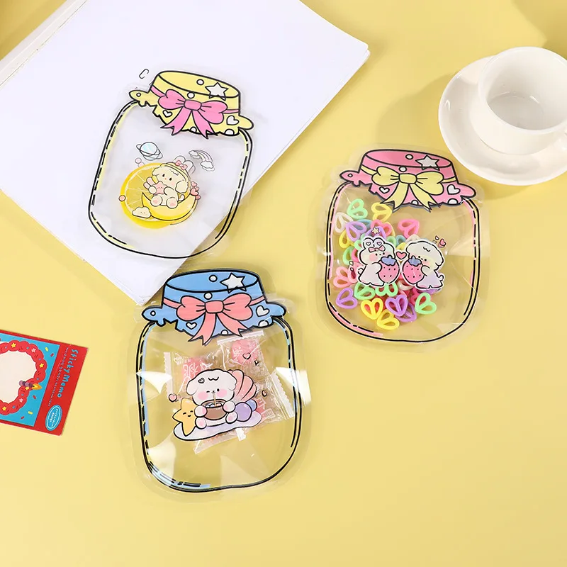 20Pcs/60Pcs Cartoon Printed Snack Cookie Storage Bag Self Sealing Design Easy to Use Small Item Storage Creative Candy PE Bag