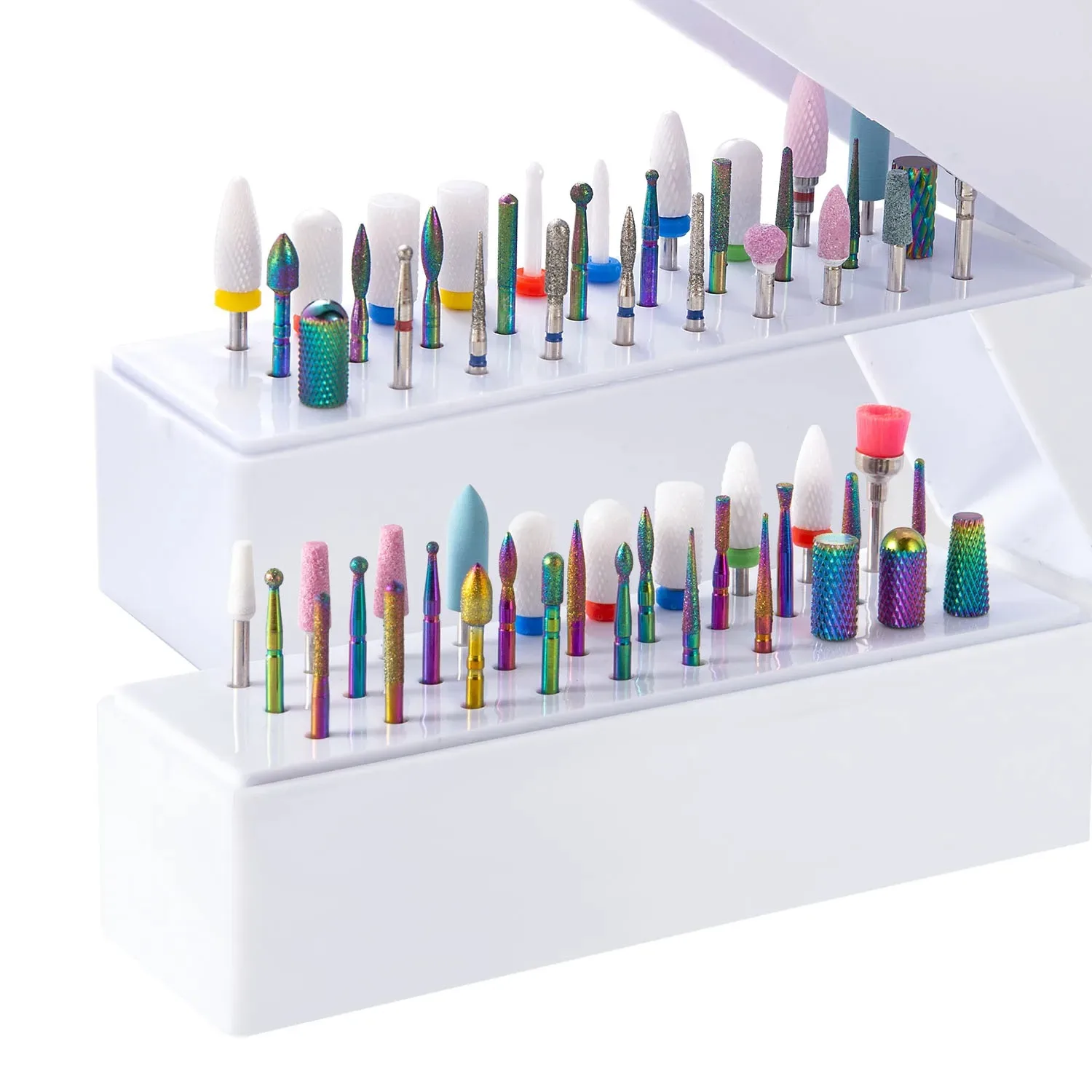 30Pcs Nail Drill Bits Ceramic Diamond Cuticle Efile Carbide Remover for Home Salon Acrylic Gel Nail Manicure Pedicure Tools