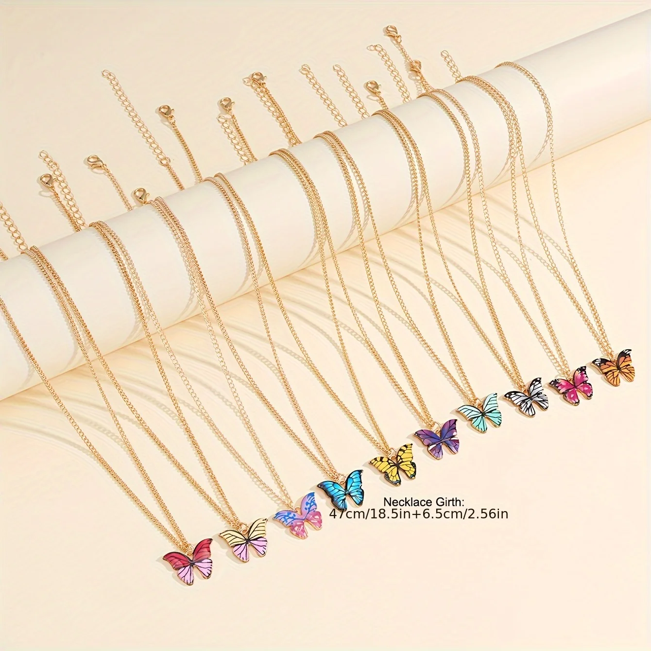 10 قطع/مجموعة قلادة على شكل فراشة ملونة للسيدات أنيقة عتيقة للارتداء اليومي وإعطاء الهدايا ورمضان وجميع المواسم #4