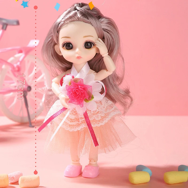 17Cm Leuke Mini Doll 13 Beweegbare Gezamenlijke Dress Up Prinses Pop Met 3D Grote Ogen Diy Speelgoed Pop Met kleding 1/12 Mode Pop