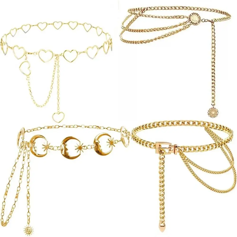 Neue Mehrschichtige Metall-Ketten-Gürtel für Punk-Kleider und Jeans, Gold-Silber Taillenkette als Kleideraccessoire – Detail 6