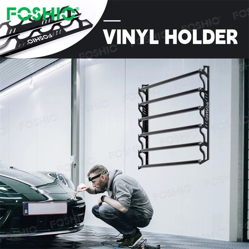 تخصيص شعار جدار جبل الفينيل لفة حامل أداة تخزين الرف 6 حامل مع قضيب الألومنيوم #4