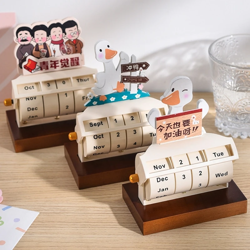 Rotating Perpetual Calendar Table Display Countdown Reminder Board 2025 Calendar Mini Rotating Table Calendar 2024