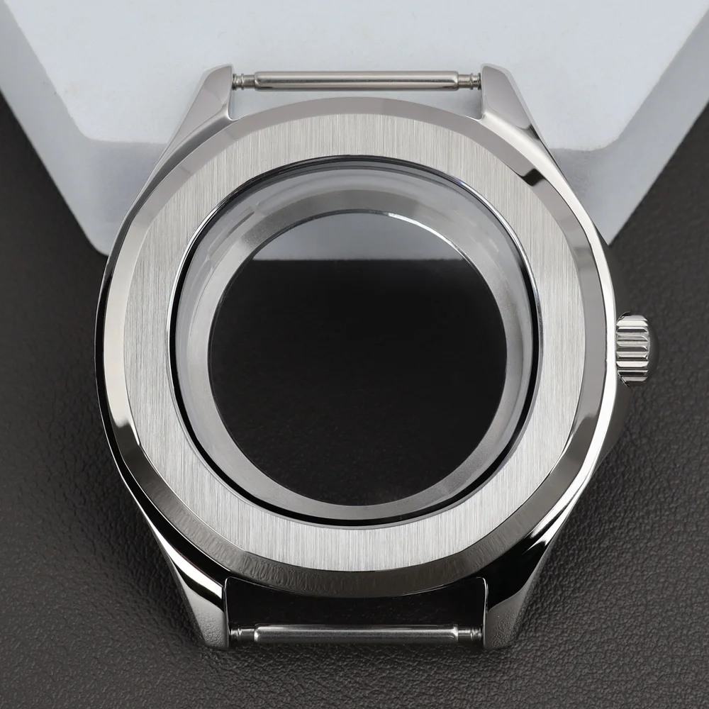 

42mm Silver Watch Case Sapphire Crystal Waterproof For NH35 NH36 NH34 NH38 Movement 32mmDial for Nautilus AQUANAUT Mod Case part