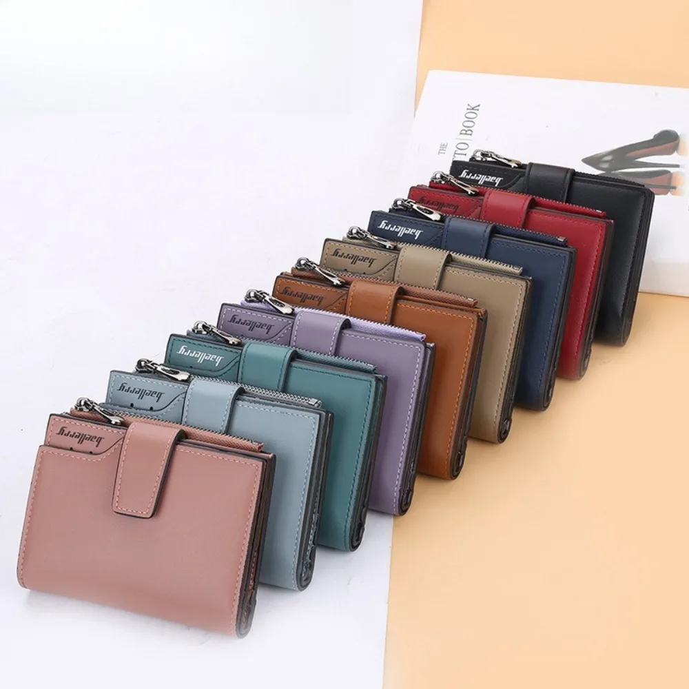 

Fashion PU Leather Women Purse Portable Travel Organizer Foldable Zipper Bank Card Bag Ladies Dollar Coins Pouch