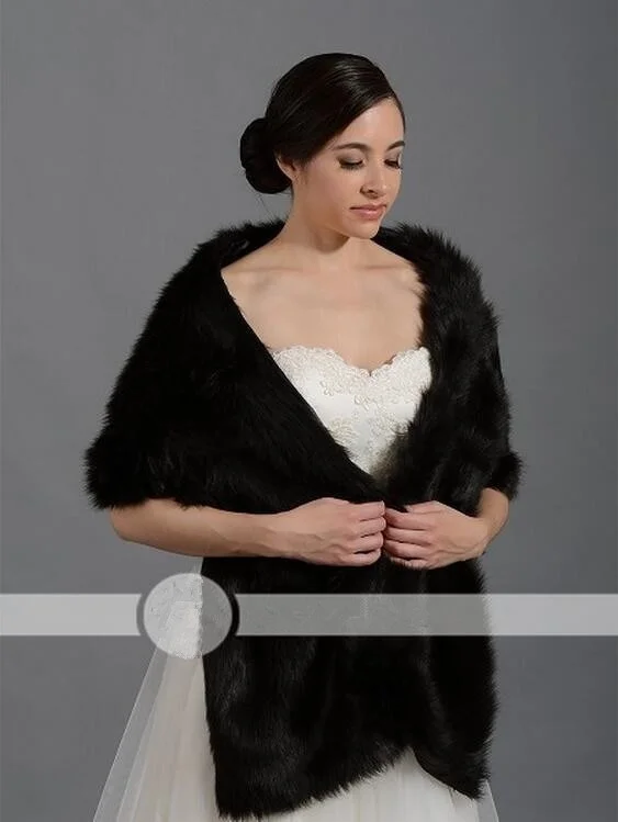 Schwarz Weiß Elfenbein Gefälschte Pelz Wrap Lange Schal Braut Bolero Hochzeit Shrug Abendkleid Mantel Jacke Warme