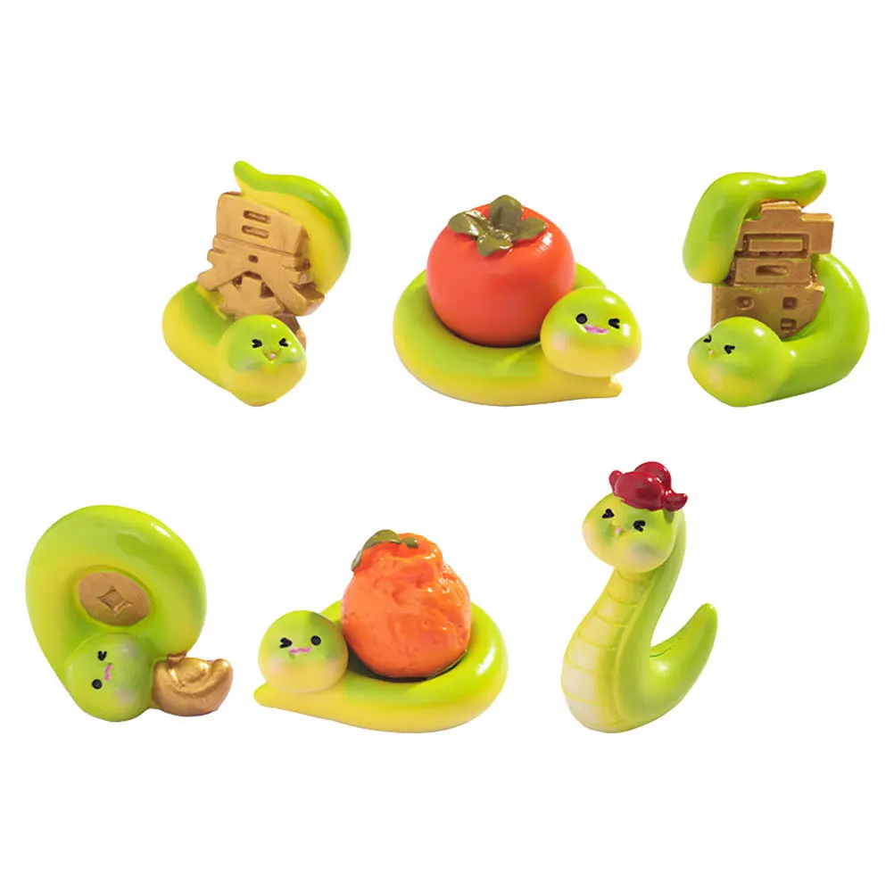 

6 Pcs Micro-landscape Snake 2025 Figurine Mini Figurines Decor Animal Figures Decorative Statues Animals