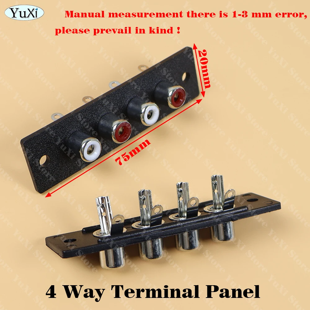 1-12Pcs 2 Way 4 Way RCA Female Jack Terminal Wall Panel Plate Input Phono Chassis Socket Mount AV Audio Adapter view 2