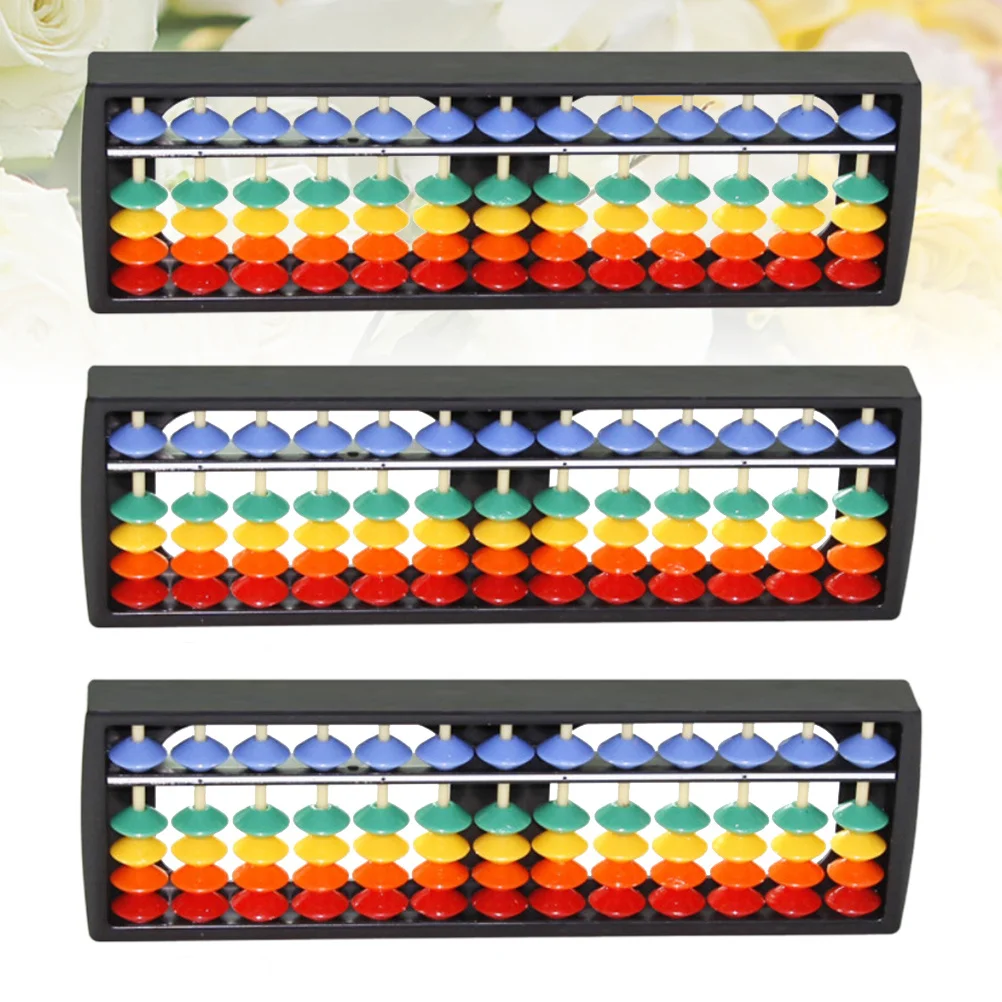 3 Stücke Kunststoff Abacus Braune Perlen Langlebige 13-stellige Stangen Arithmetik Abacus Pädagogisches Zählwerkzeug Kinder Mathematik Lernen