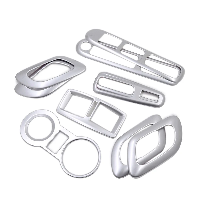 10PCS for Peugeot 3008 2012-2015 Door Handle Panel Window Switch Cover Stickers Cup Holder Air Outlet Cover Trim Chrome