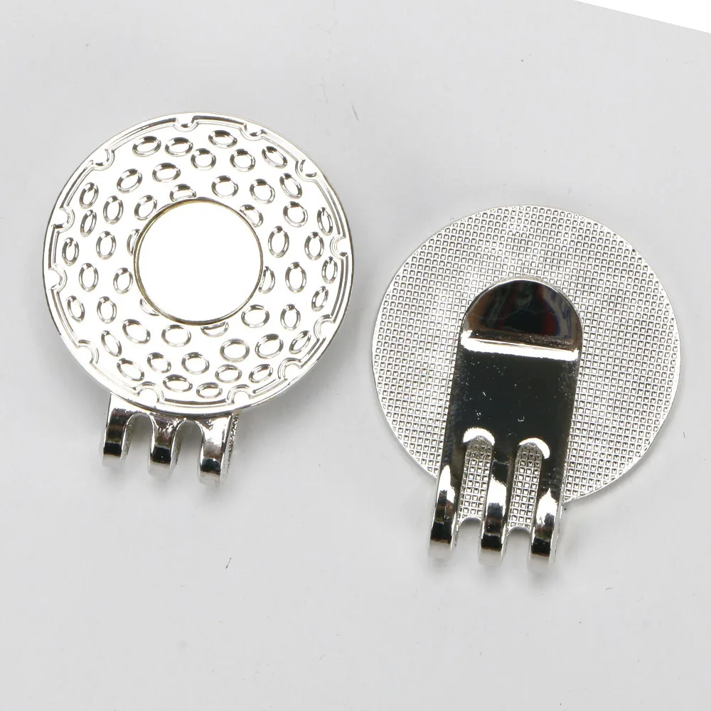 Golf cap clip golf Mark 25mm silver concave surface ball position marker magnetic suction cap clip golf supplies
