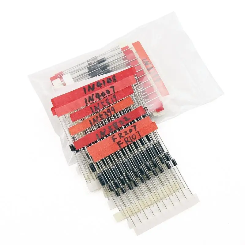 100PCS 8Values Diode Electronic Component Kit Fast Switching Schottky set 1N4148 1N4007 FR107 1N5408 1N5822