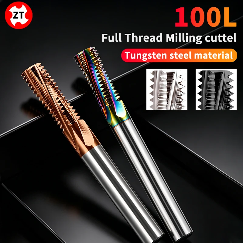 

ZUANTONG Full Thread Milling cutter Carbide Tungsten Steel M3 M3.5 M4 M5 M6 M8 M10 M12 M14 M16 X100L mills cutter High Quality