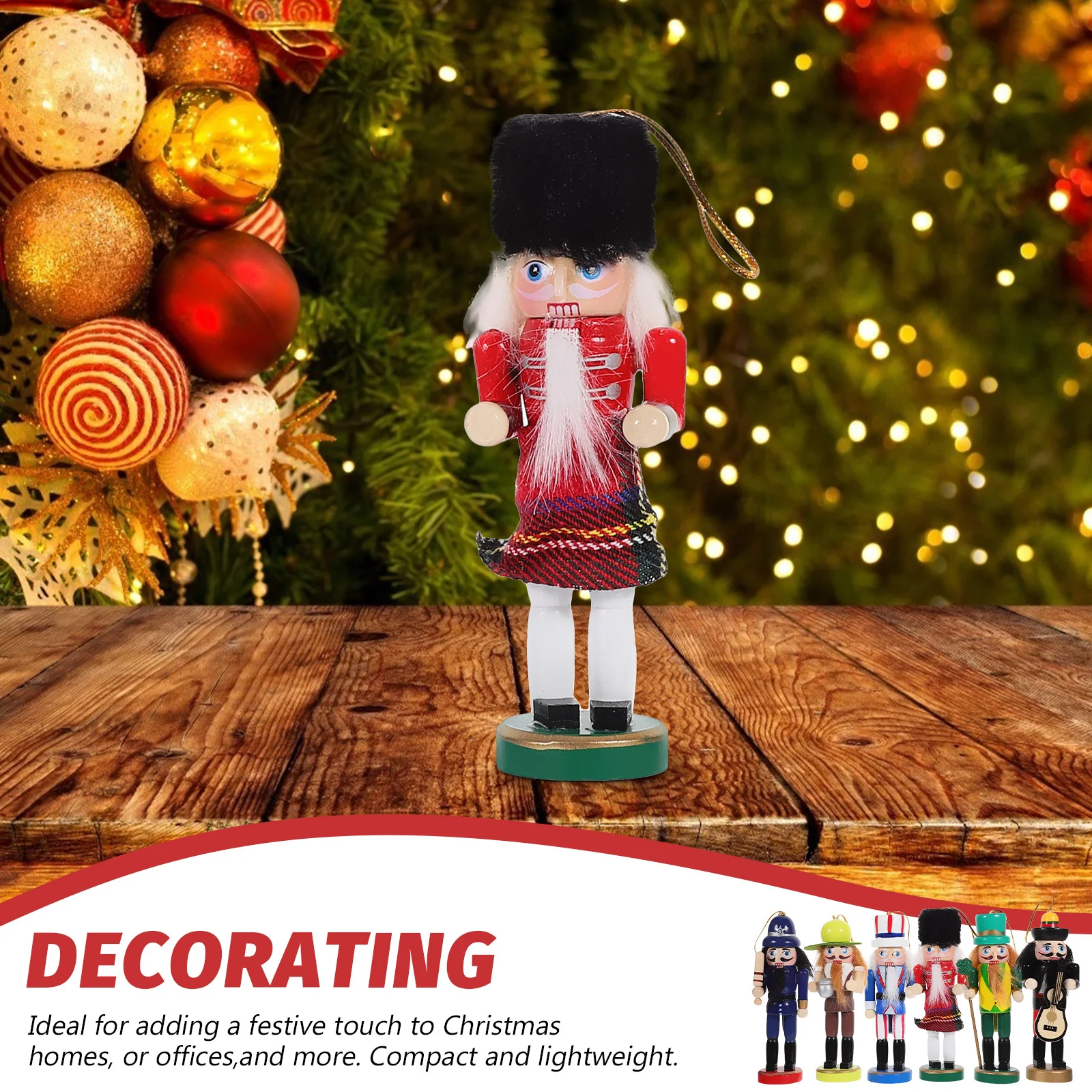 

6Pcs Nutcracker Xmas Decoration Wooden Nutcracker Puppet Christmas Ornament Holiday Home Decor Wood Ornament Walnut Soldier