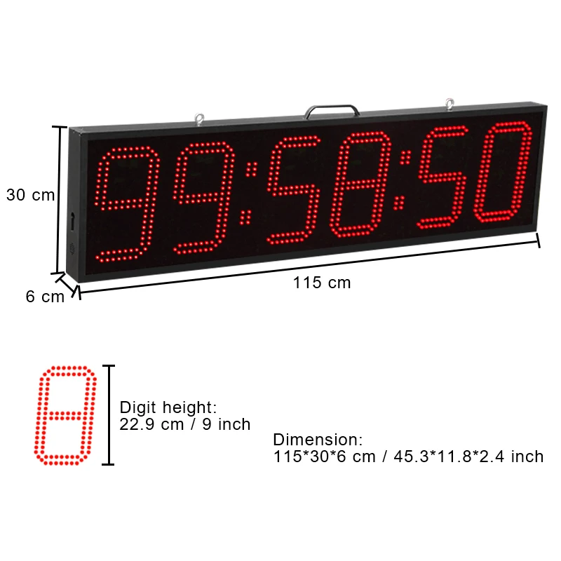 Large Race Timer Electronic Outdoor 6 Digit 9 Inch Sports Chronograph Stopwatch Countdown Clock Modes for Running Event