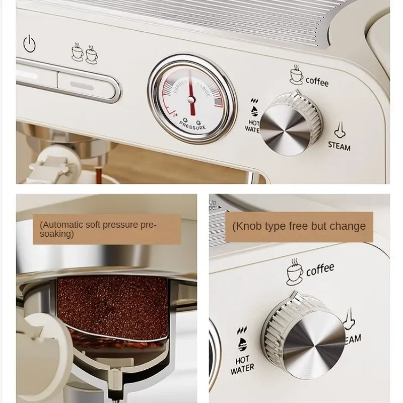 Semi-automatic Coffee Maker Pre-soak Single and double cups Temperature control Steam Milk Froth Americano Espresso Machine