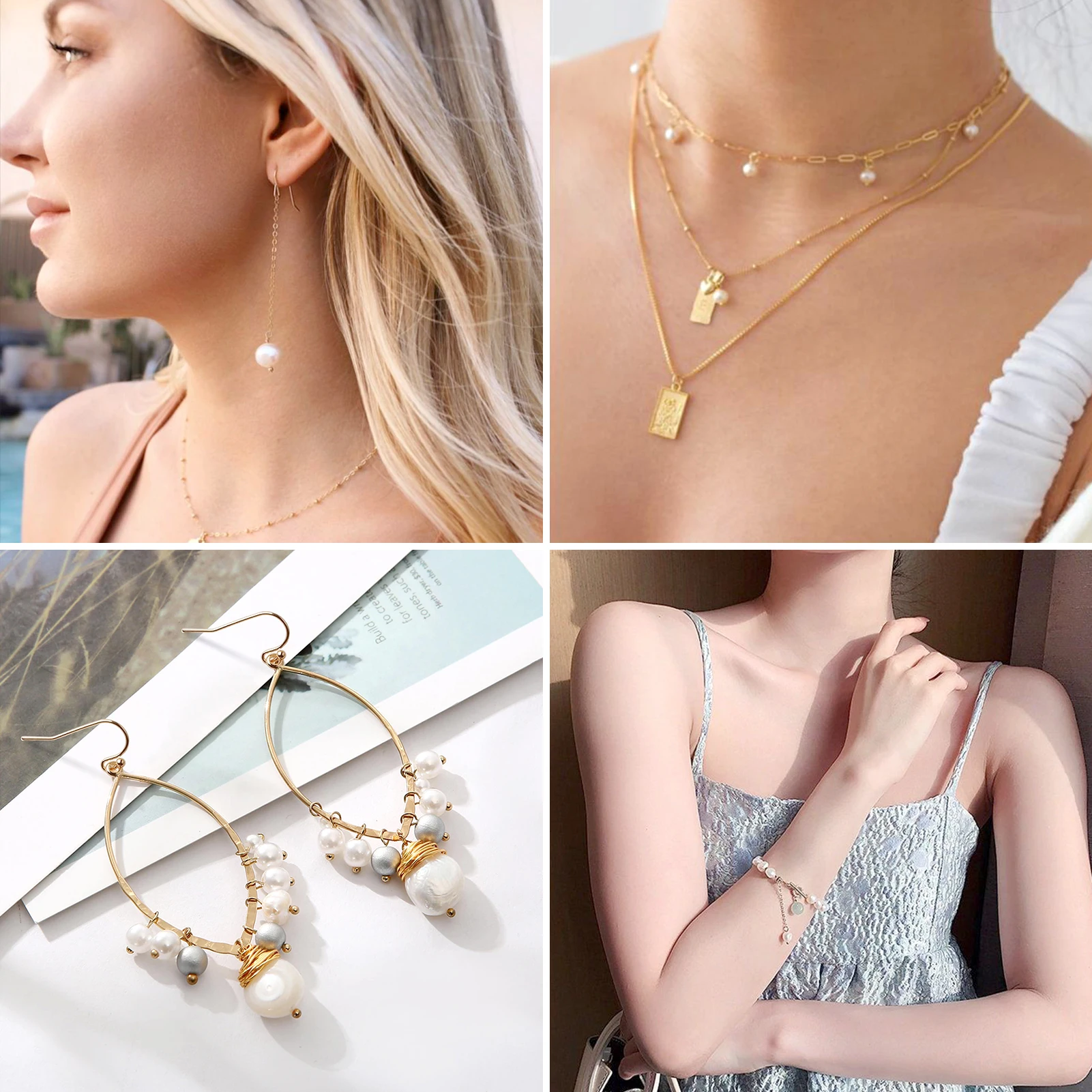 100pcs Irregular Natural Cultured Freshwater Pearl Beads Connector Charms Double Loop For Jewelry Making DIY  Necklaces Earring